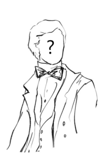 Artistic rendition of the silhouette of Darwin with a question mark overlaying the face. 